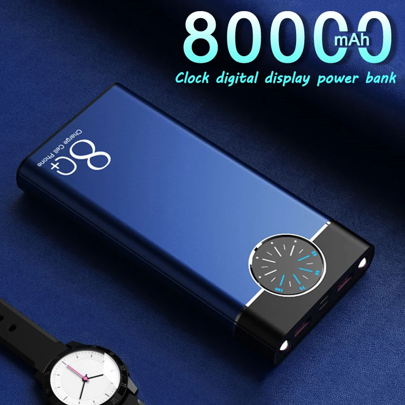 80000 мАч Power Bank портативный большой емкости двойной USB светодиодные фонари для