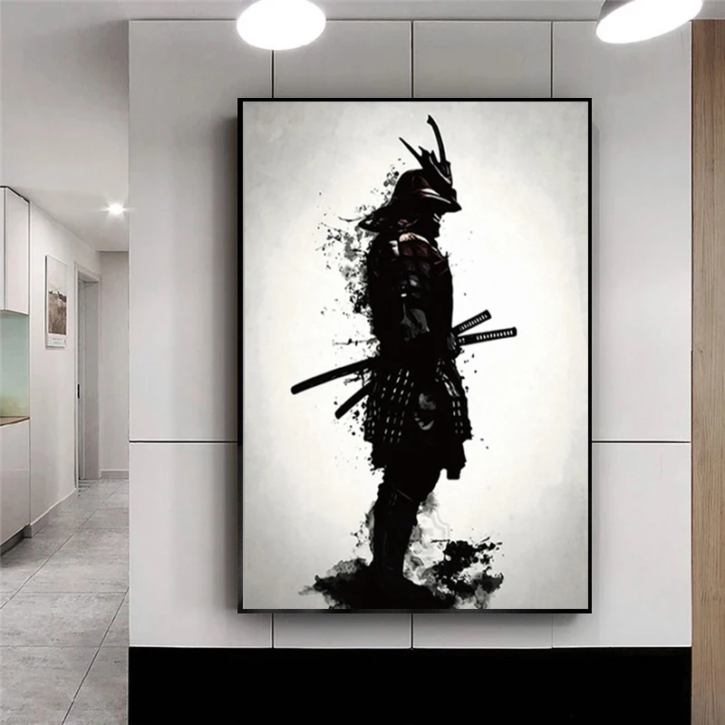 

Black and white Japanese Samurai Posters Print on Canvas Wall Art Decor Samurai Pictures Japan Paintings for Home Decor Cuadros