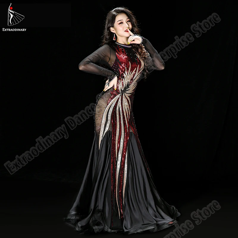 Восточное платье с длинным рукавом костюмы для женщин танец живота юбка блёстки