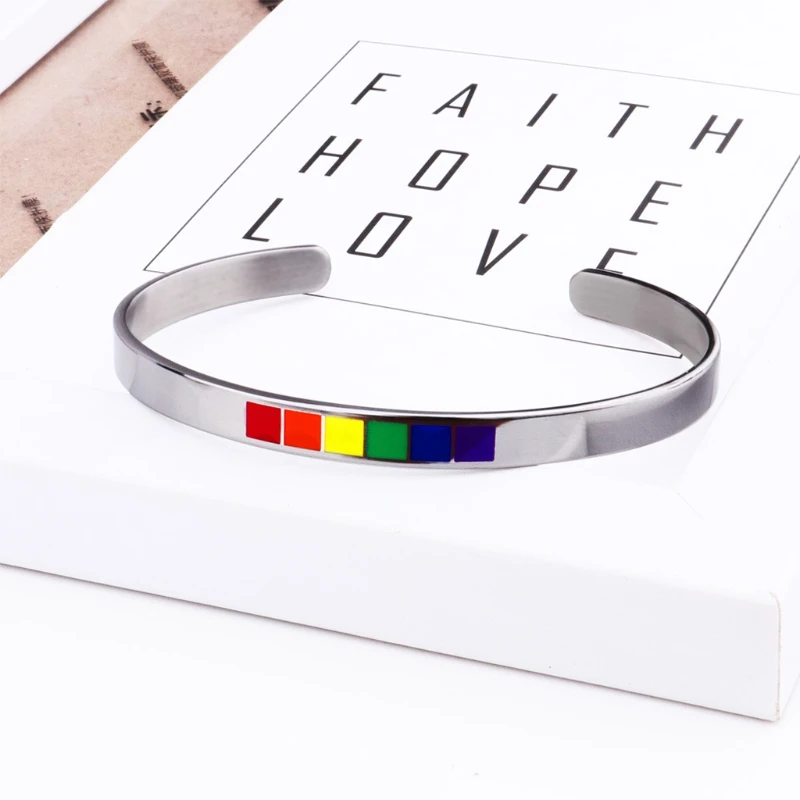Браслеты Rainbow Love Pride для лесбиянок и геев эмалированный браслет из нержавеющей