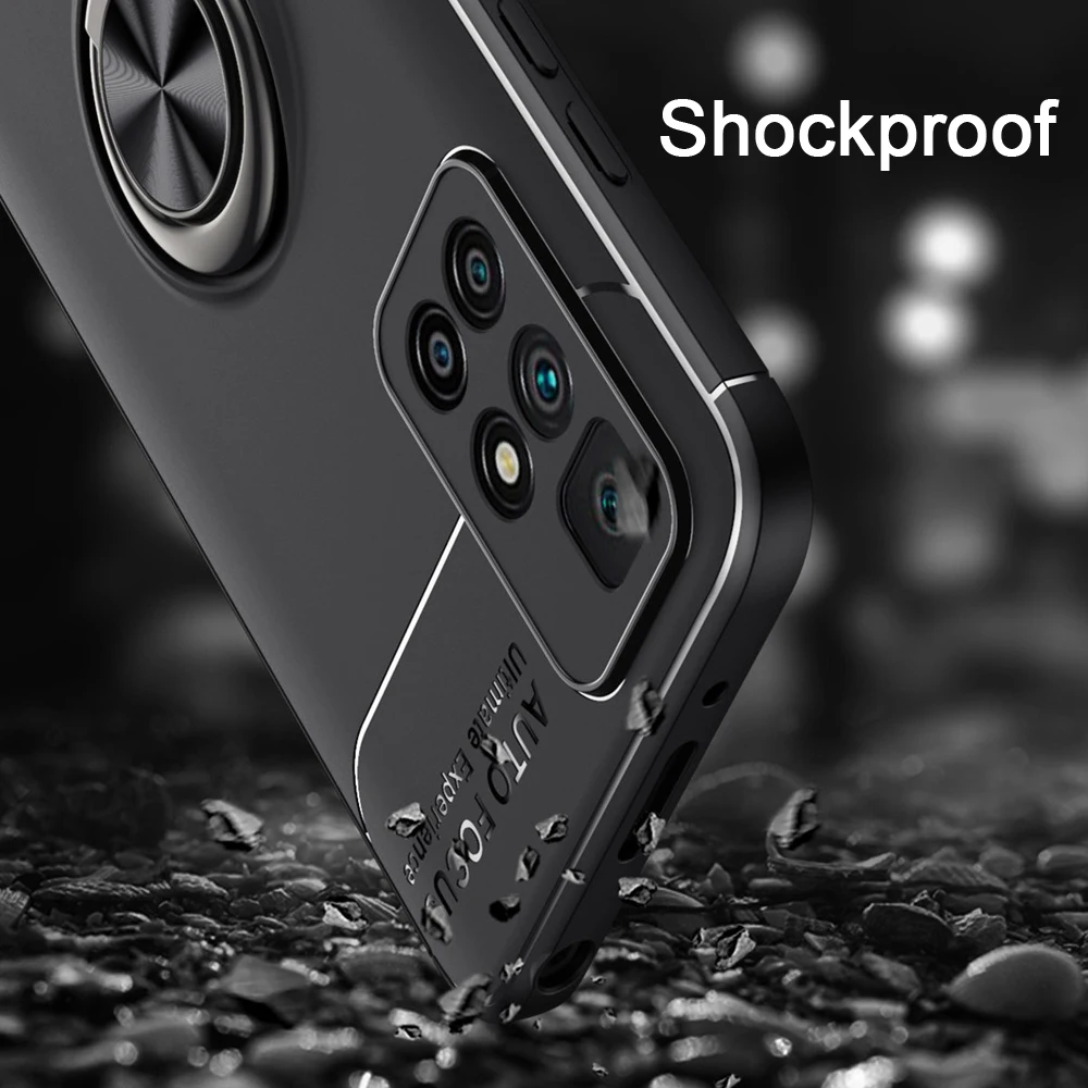 KEYSION Shockproof Case for Redmi 10 Prime Note 10 Pro 10T 5G Silicone Ring Stand Phone Back Cover for Xiaomi POCO X3 GT F3 GT