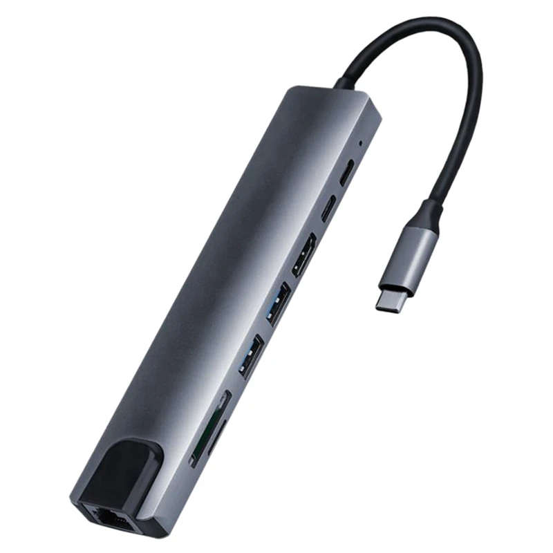 

Адаптер памяти 8 в 1 с кардридером 4K HDMI, USB 3,0, Tf, Pd