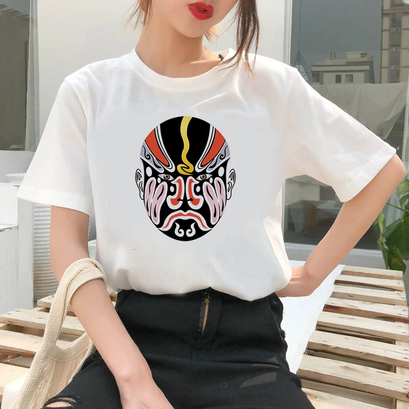 

The Great Wave of Aesthetic T-Shirt Women Tumblr 90s Fashion Graphic Tee Cute T Shirts And Beijing Opera Summer Tops Female