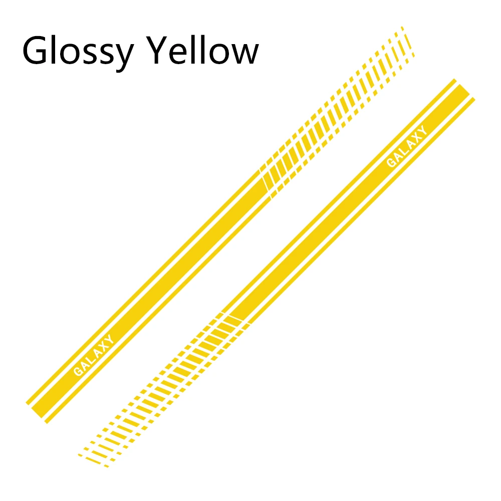 Glossy Yellow 2 шт. автомобильные длинные боковые полосы наклейки для Ford Galaxy Автомобильная виниловая пленка Стайлинг украшения наклейки автомобильные принадлежности для тюнинга - Название цвета: Glossy Yellow