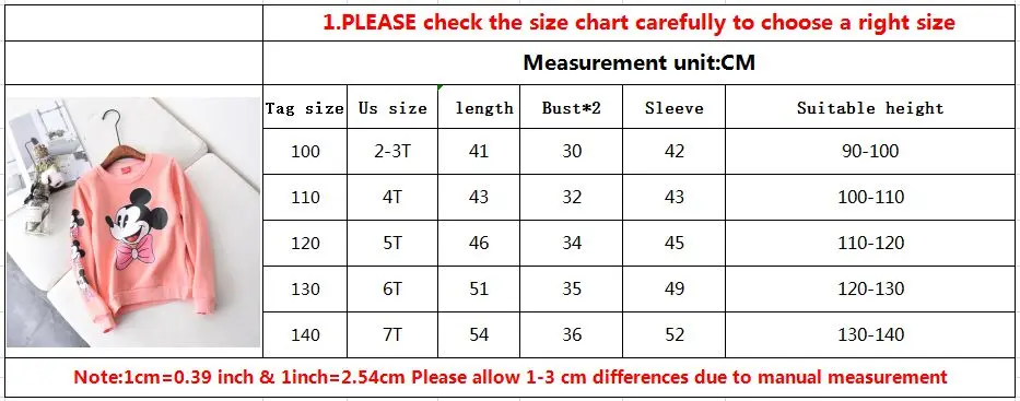 Spring Autumn Boys Girls fashion Sweatshirts Mickey Minnie Children Pullover Baby Clothes Long Sleeve Tops T-shirt Kids Vestidos