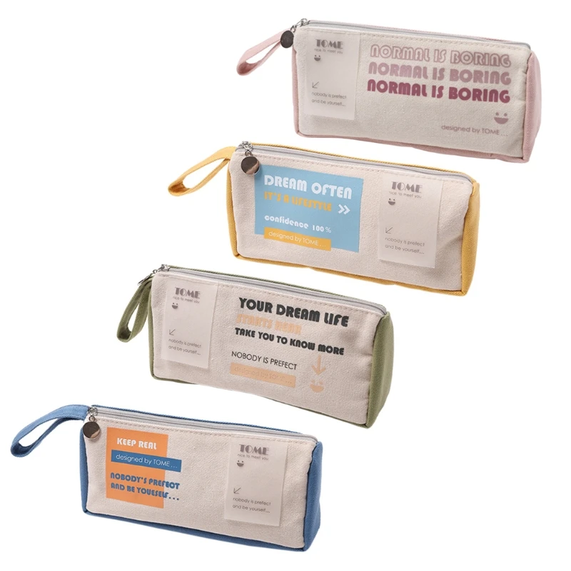 

Портативный холщовый косметичка H05B, большой пенал на молнии с застежкой-молнией