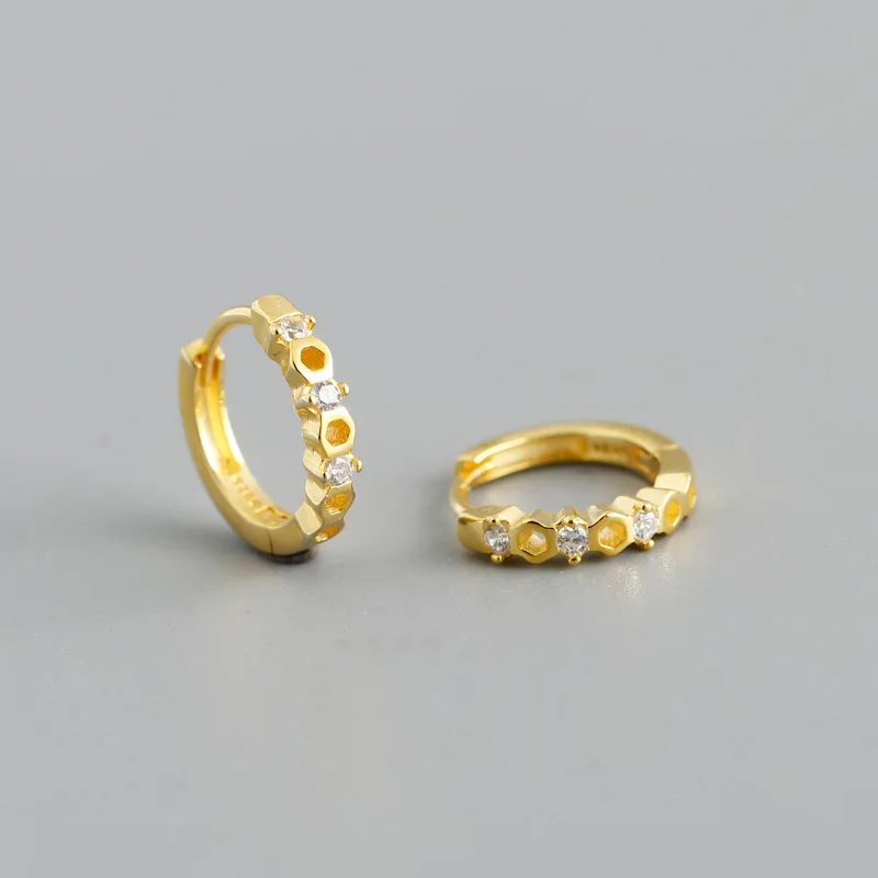 Серьги-кольца из серебра 925 пробы с цирконом в стиле хип-хоп | Украшения и