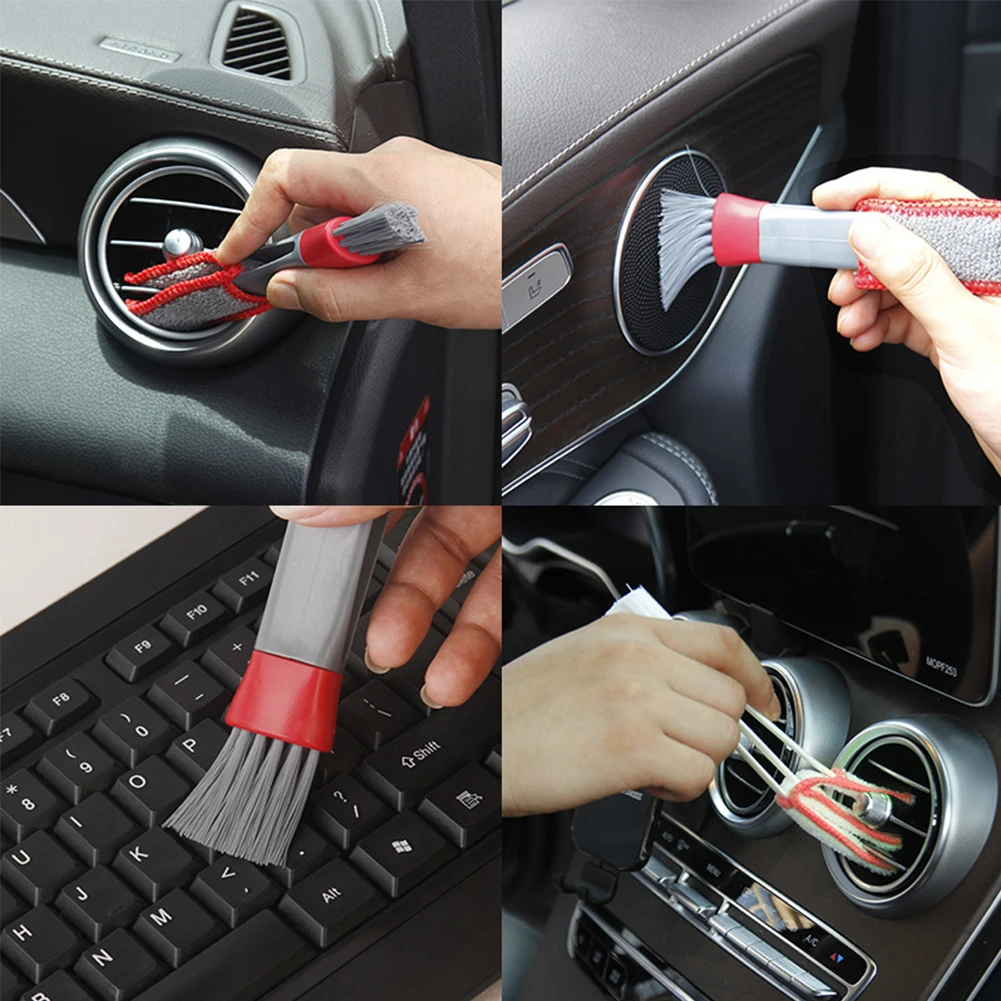 

Car Air Conditioner Air Vent Slit Brush Cleaner Dual-Ends Paint Cleaner Remover Car Detailing Blinds Keyboard Cleaning Brush