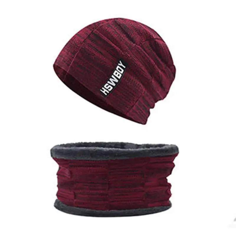 Унисекс вязаная шляпа шарф костюм теплая зимняя одноцветная детская для