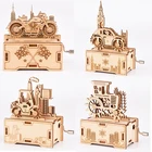 Деревянная музыкальная шкатулка, головоломка для сборки своими руками, строительные транспортные средства, лазерная вырезка, механическая модель, строительный комплект для взрослых и детей