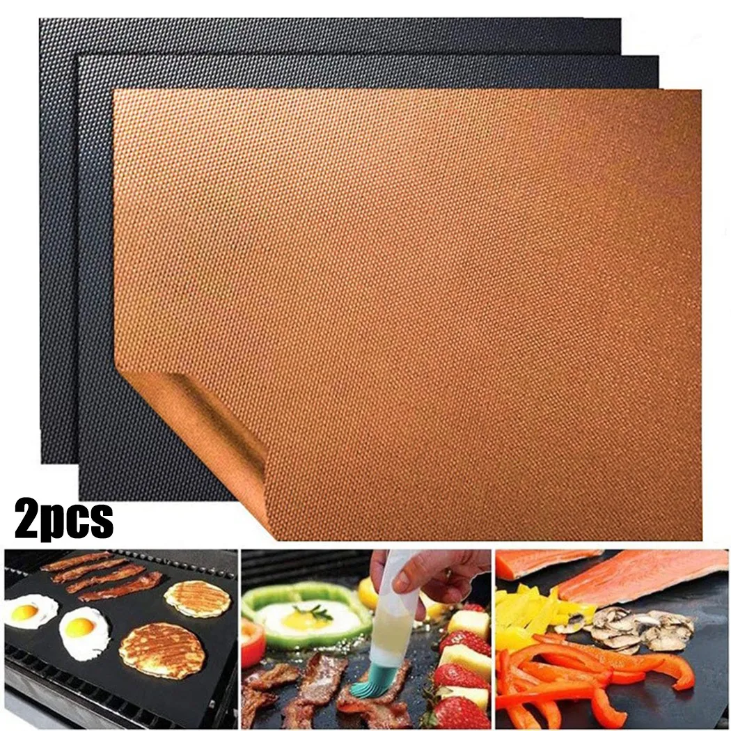 

2pcs 0.2 Mm Grill Mats 400*330mm Non Stick BBQ Grill Liners Oven Grill Foil Barbecue Liner Reusable Mat High Temperature Resista