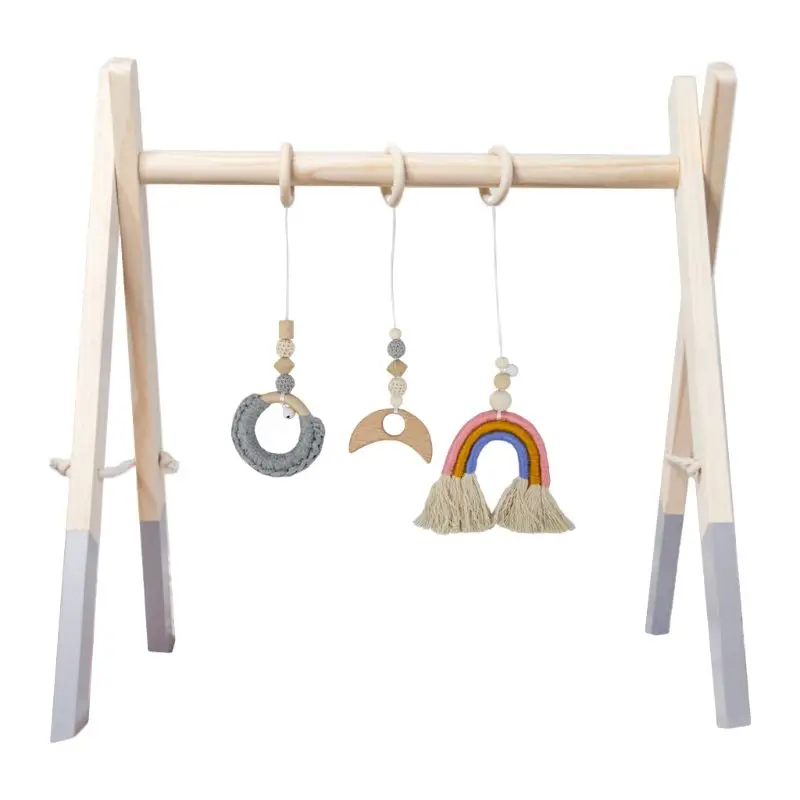 

1Set Nordic Cartoon Baby Wooden Gym Fitness Frame Rack Hanging Pendant Toys Kit