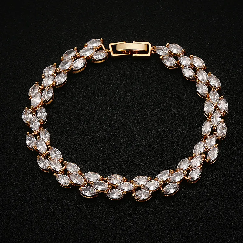 3 ряда изысканный ромб AAA кубический цирконий браслет Фианит циркон кристалл