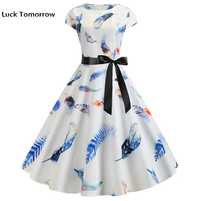 2019 повседневное женское платье 50S 60S рокабилли Свинг пинап Vestidos с коротким
