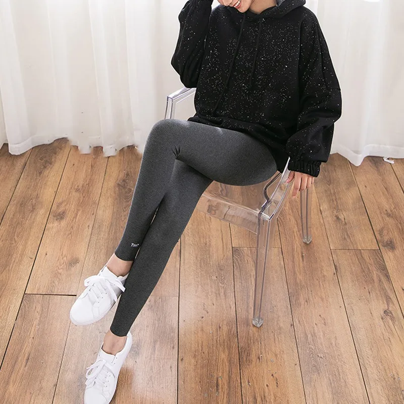 Женские Pantalon Femme резьбовые хлопчатобумажные вышитые буквы обтягивающие колготки