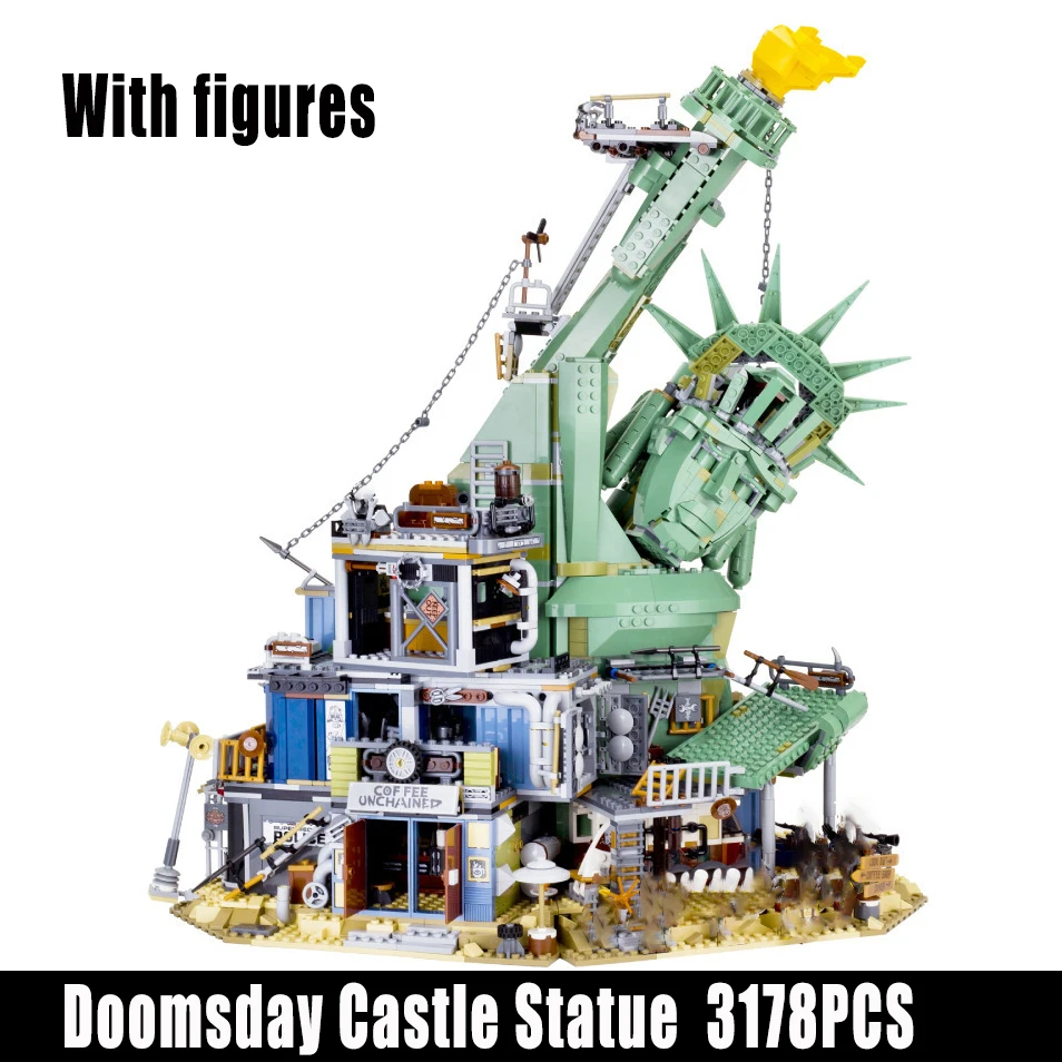 

Stock Street View Welcome to Apocalypseburg Doomsday 70840 Castle Statue of Liberty Brick statue of Liberty Building Blocks Toys