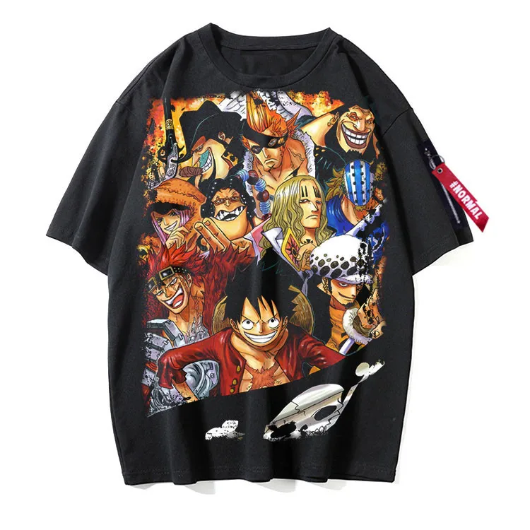 

anime One Piece T-shirt Cartoon Print Men Women T Shirt Summer BLACK Short Sleeve T-shirt Fashion Unisex Tee