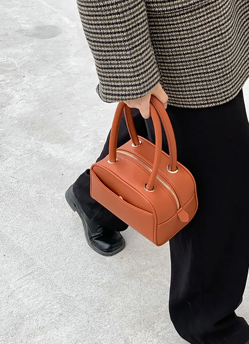 

Solid Color PU Leather Women Shoulder Underarm Bag Fashion Lychee Pattern Ladies Top-handle Bags Simple Female Small Square Tote