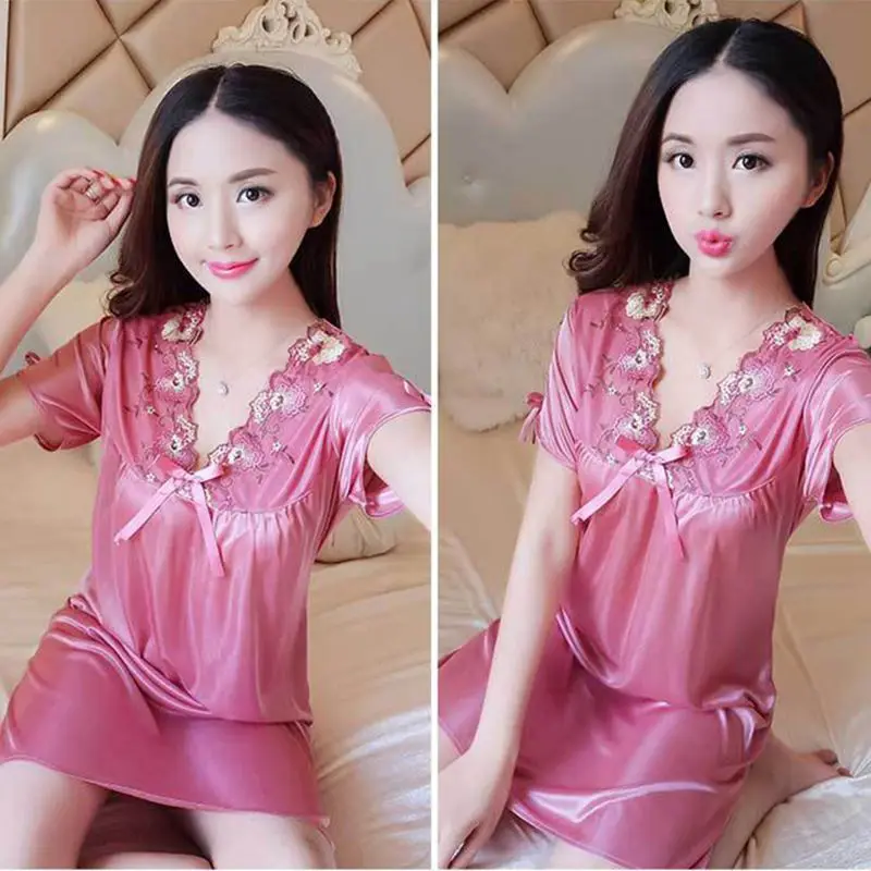 Летнее женское однотонное сексуальное кружевное платье с бантом Ночное