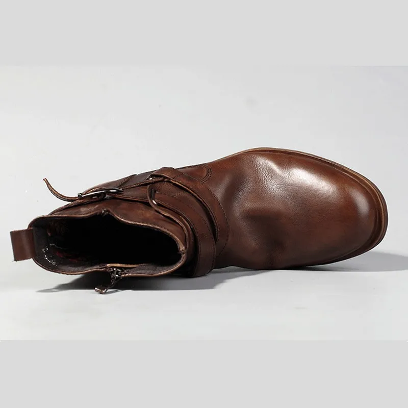 Ботинки мужские из натуральной кожи дышащие с высоким берцем черные/коричневые