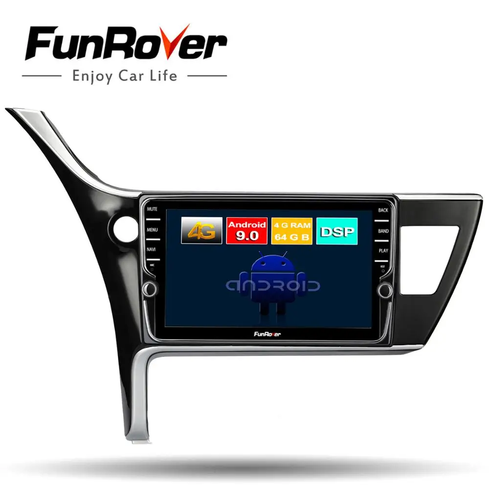 Funrover, 8 ядер, android 9,0, автомобильный dvd-плеер для Toyota Corolla, радио, gps навигация, 64 ГБ, DSP, слот для sim-карты, Разделенный экран, Wi-Fi