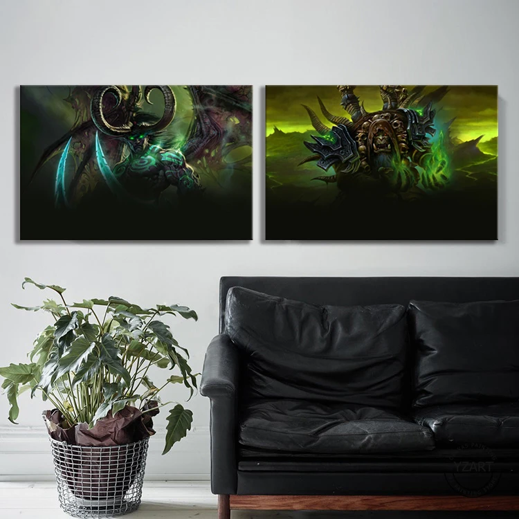 2 панели Illidan Stormrage & Thrall игровой постер World of Warcraft Настенный декор картины