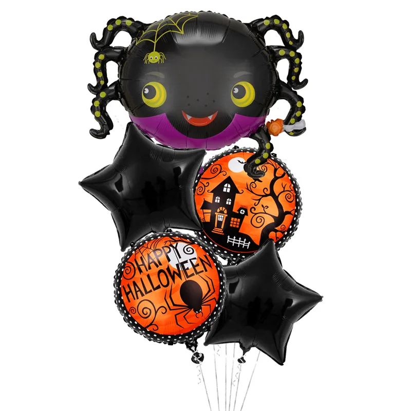 5Pcs Halloween Pumpkin Skull Spider Ghost Bat Foil Balloon Party Kids Toys Trick or Treat Home Festival Decor Supplies |