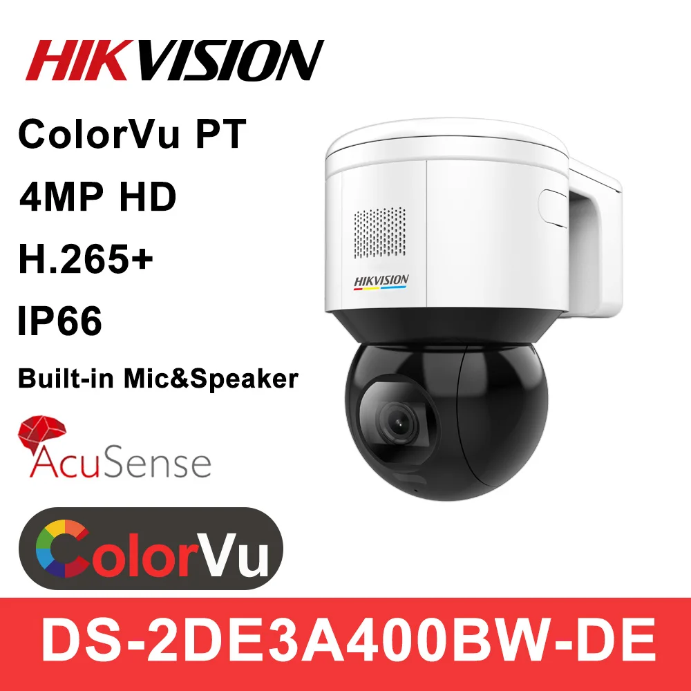 Hikvision PTZ ColorVu 4MP мини IP Камера DS 2DE3A400BW DE(F1)(S5) HD POE H.265 AcuSense Встроенный микрофон