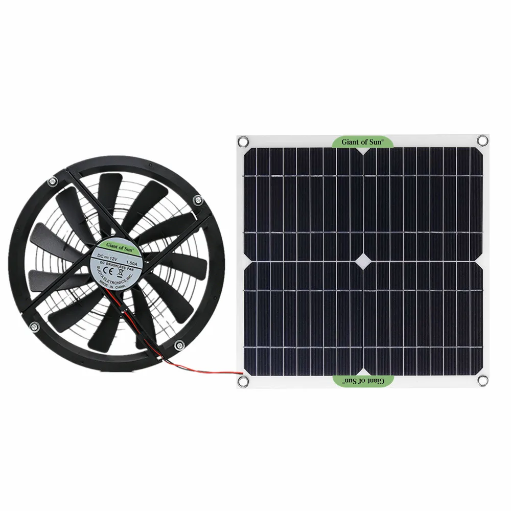 

100W Solar Panel Powered Fan 10 Inch Mini Ventilator Solar Exhaust Fan For Dog Chicken House Greenhouse RV Car Fan Charger