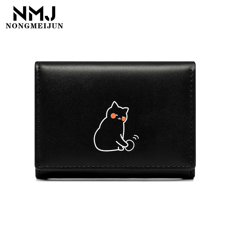 

Кошки для женщин, Модный милый роскошный женский маленький кошелек с мультяшными рисунками, кожаный короткий кошелек для карт, женский коше...