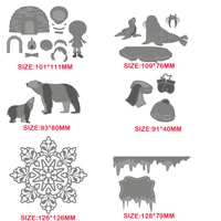 new silver metal bear seal cutting dies for 2021 scrapbook winter snowflake decorative embossing paper card making stencils