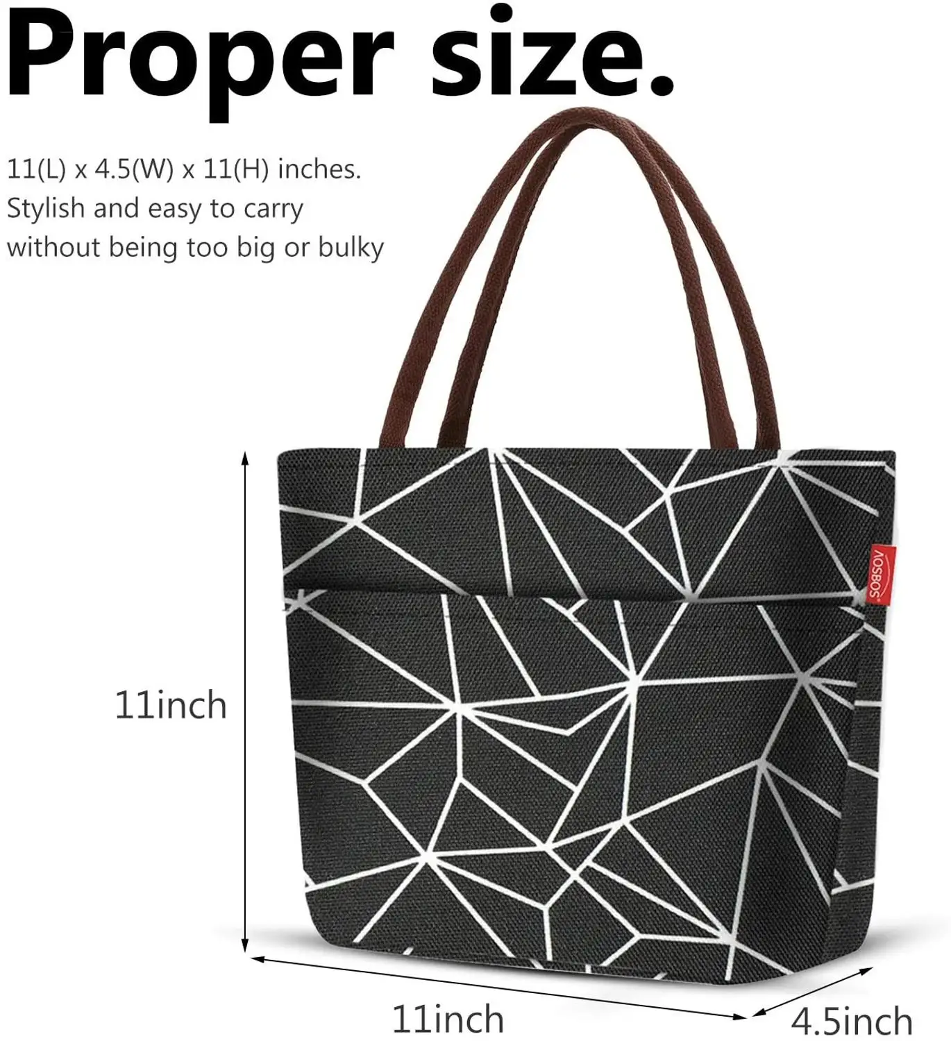 

Aosbos Waterproof Large Lunch Bags for Women Soft Cooler Tote Bag Aosbos Insulated Lunch Box Adult Food Organizer Black Prism