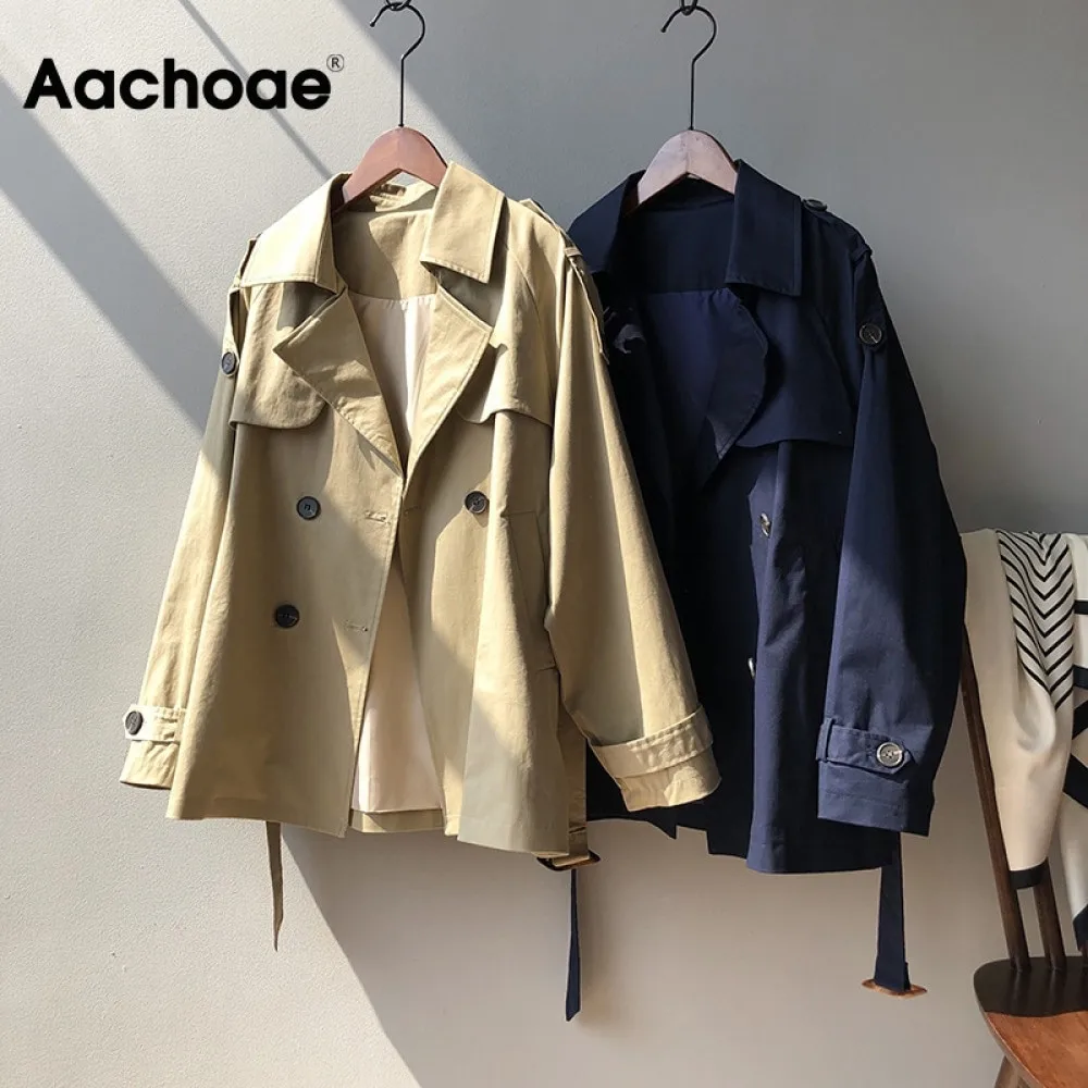 

Aachoae Womens Windbreakers 2021 Fashion Solid Color Single Breasted Trench Long Sleeve Casual Pockets Outwear Sashes Coat