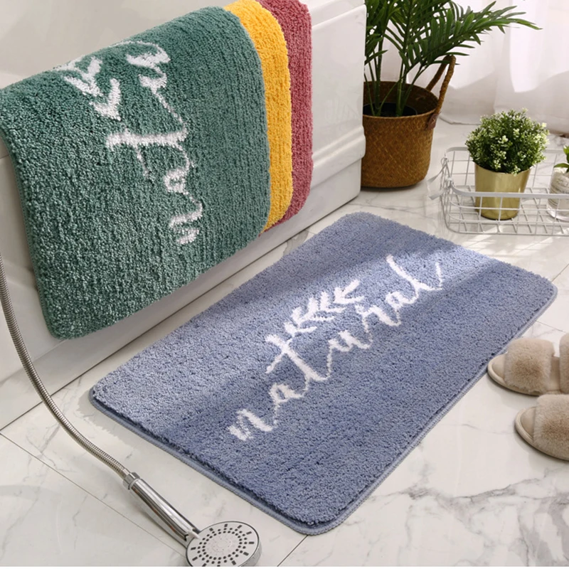 

Luxury Non-slip Bath Mat Thicken Absorbent Bathroom Carpet Rugs Soft Letter Printed Bedroom Entrance Doormat Home Floor Mat