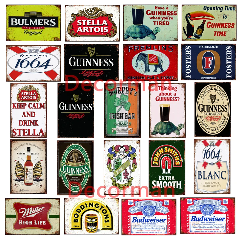 [Mike86] Оригинальный пивной металлический знак Guinness Miller Stella потертый шик ретро