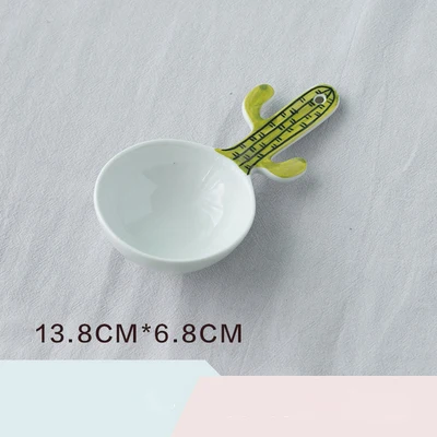 Soup Spoon Green 3 1 шт., набор керамических ложек с милым КАКТУСОМ, ложка для кофе, молока, супа, фруктов, мороженого, десерта, чайных ложек, кухонные аксессуары, питьевые инструменты - Цвет: Soup Spoon Green 3