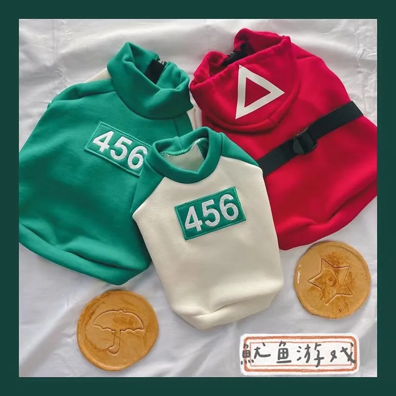 Корейский ТВ кальмар игра одежда для собак милые хлопковые Толстовки зимние