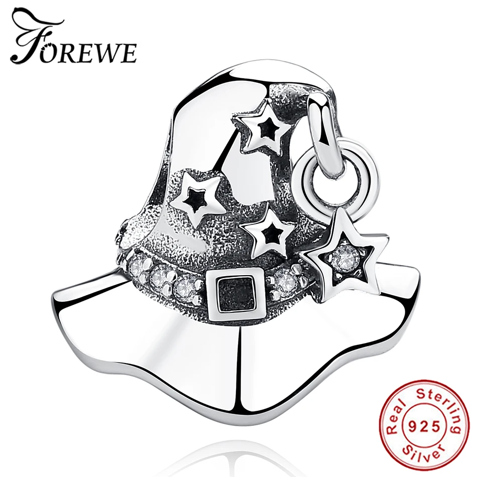 100% Настоящее Стерлинговое Серебро 925 пробы бусы Европейский Хэллоуин шляпа