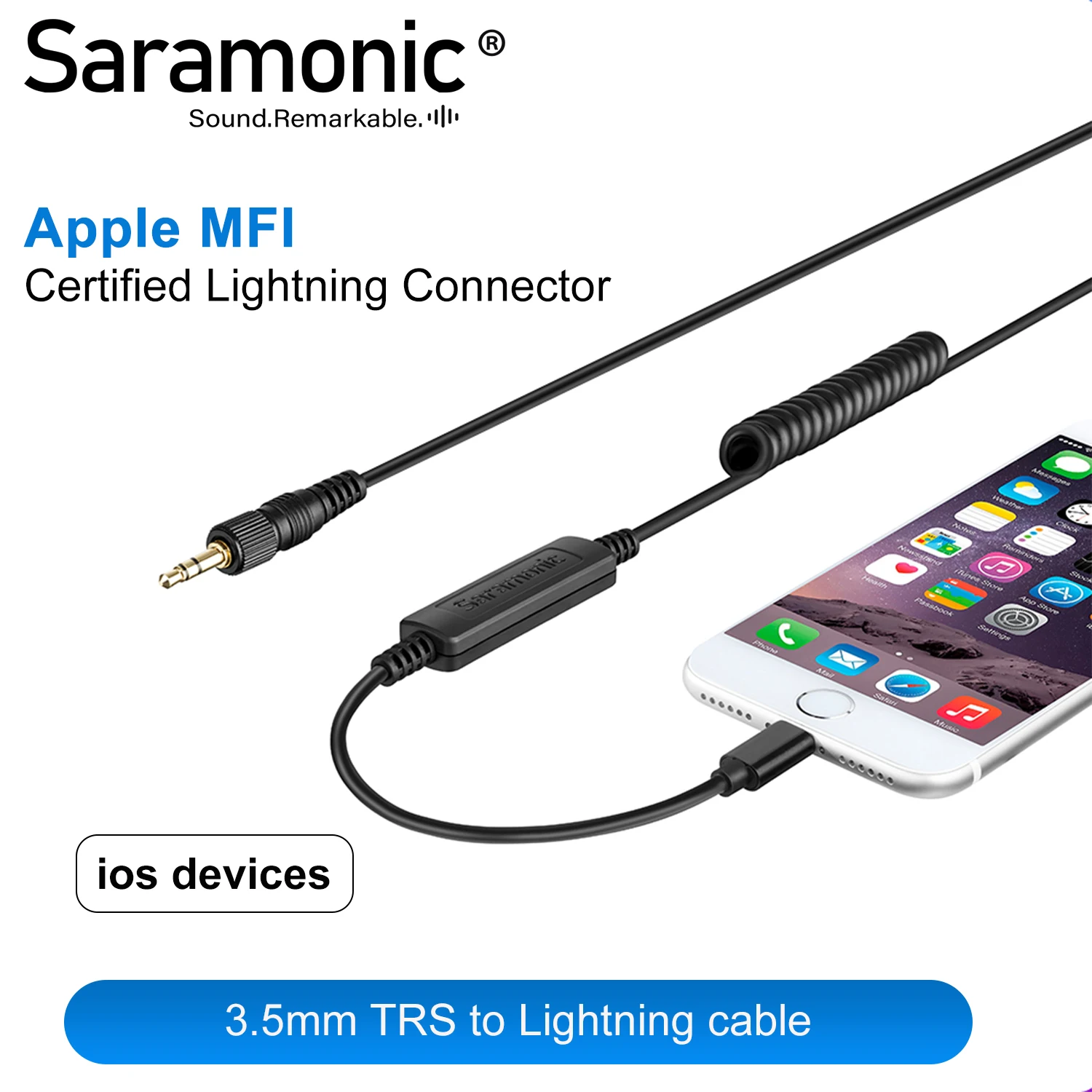 Штекерный соединитель Saramonic с блокировкой 3 5 мм кабель выходом от TRS к Lightning для