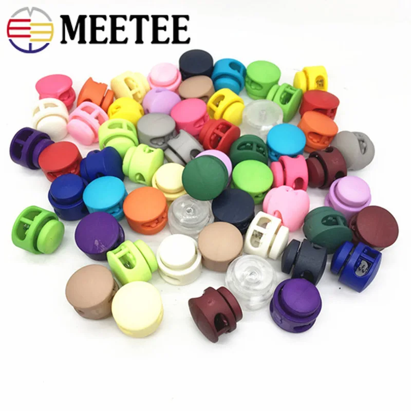 Meetee 50 шт. 6 мм многоцветная пластиковая пробковая шляпа эластичная регулируемая застежка куртка с веревкой замок для шнура BucklesDIY Shoelace Accessoy