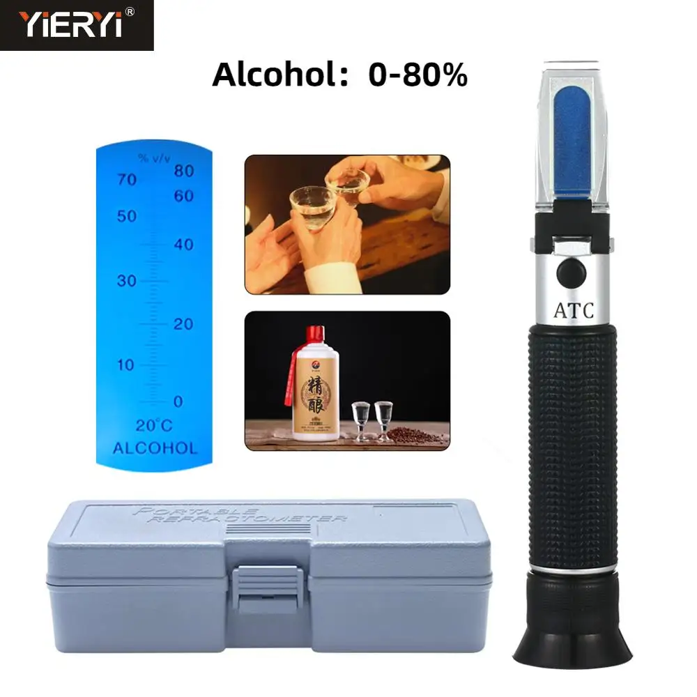 

yieryi Alcohol Concentration Detector Of Liquor Alcohol Meter Refractometer Refractometer 0-80% v/v Alcoholometer Oenometer