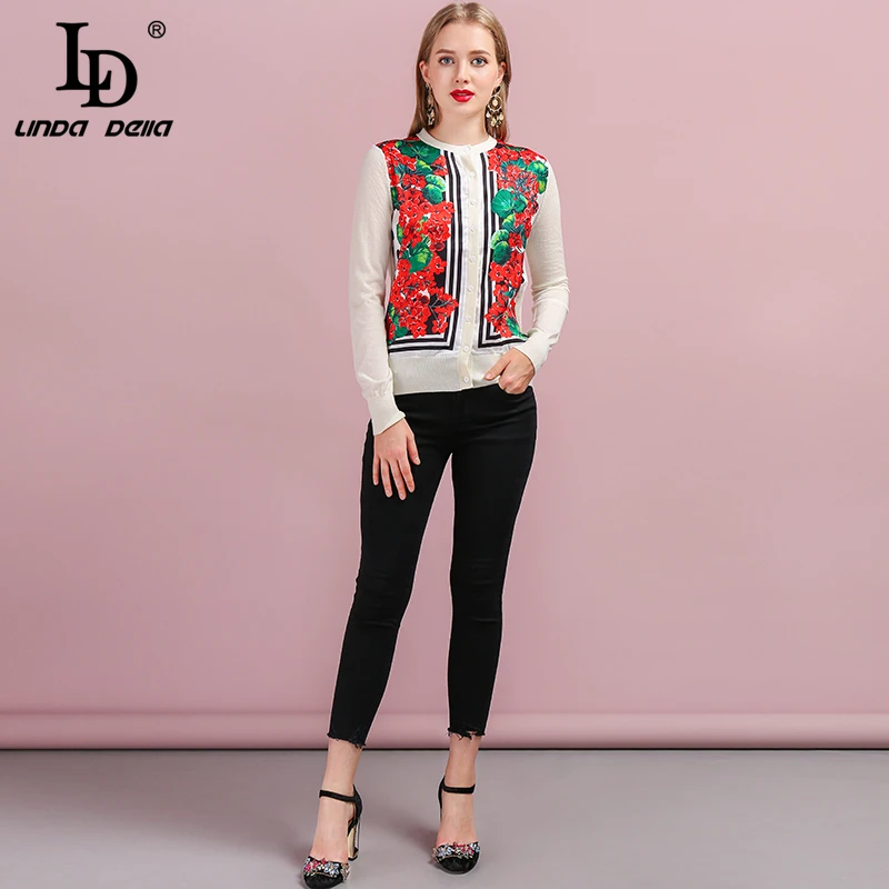 Женский вязаный свитер LD LINDA DELLA винтажный шерстяной кардиган с длинным рукавом и