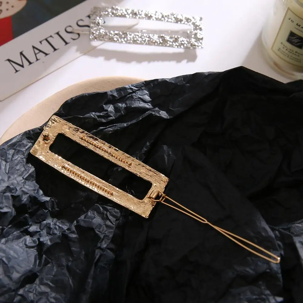 

IFMIA 1 Pc Rectangular Korea Popular Hair Clips Fashion Woman Shiny Luxury Hairpins BB Clip Styling Tools Barrettes