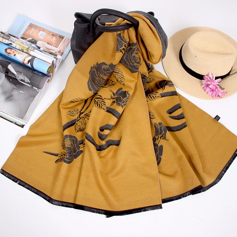 

Брендовый дизайнерский женский новый уплотненный кашемировый шарф Пашмина Реверсивный негабаритный мягкий шарф шаль универсальная дорож...