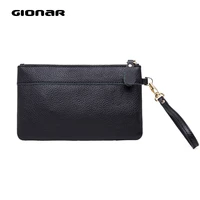 gionar cowhide top layer genuine leather wristlet womens portable phone wallets and purses 2020 high quality designer clutch
