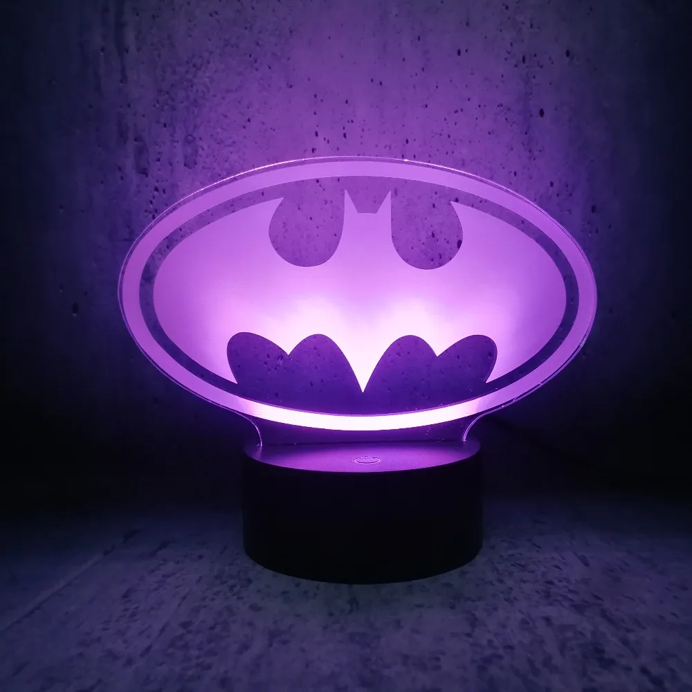 Принт Бэтмен атмосфера 3D USB светодиодный светильник рисунок красочное украшение ночник креативный домашний декор Ночная лампа лава lampara