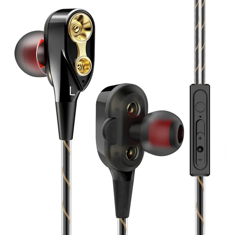 Dual Drive Stereo Wired earphone In-Ear Sport Headset With Mic Computer mini Earbuds Earphones For iPhone Samsung Huawei Xiaomi |