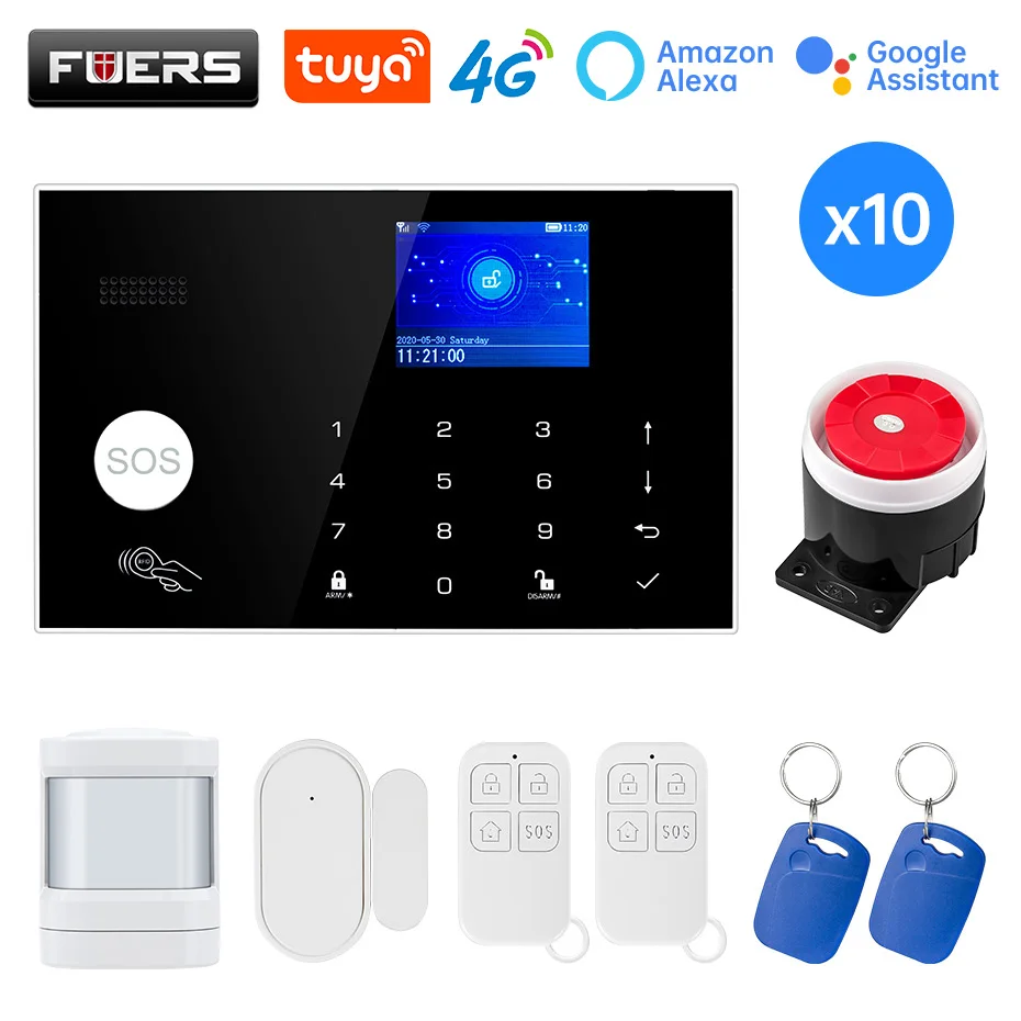 10Kit сигнализации Системы WI-FI 4G GMS Tuya Smart домашний комплект для беспроводной 433zhm