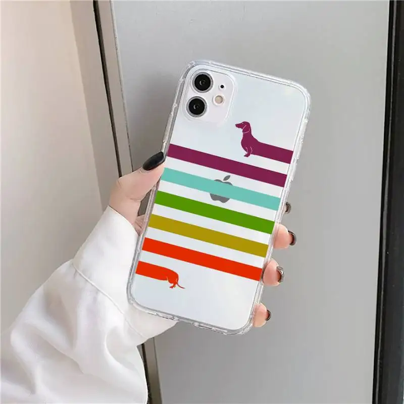 

Dachshund dog cute cartoon Phone Case Transparent for iPhone 11 12 mini pro XS MAX 8 7 6 6S Plus X 5S SE 2020 XR