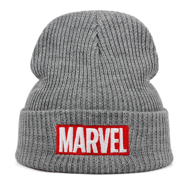 Высококачественные повседневные шапочки из хлопка с надписью Marvel для мужчин и женщин, модная вязанная зимняя шапка в стиле хип-хоп